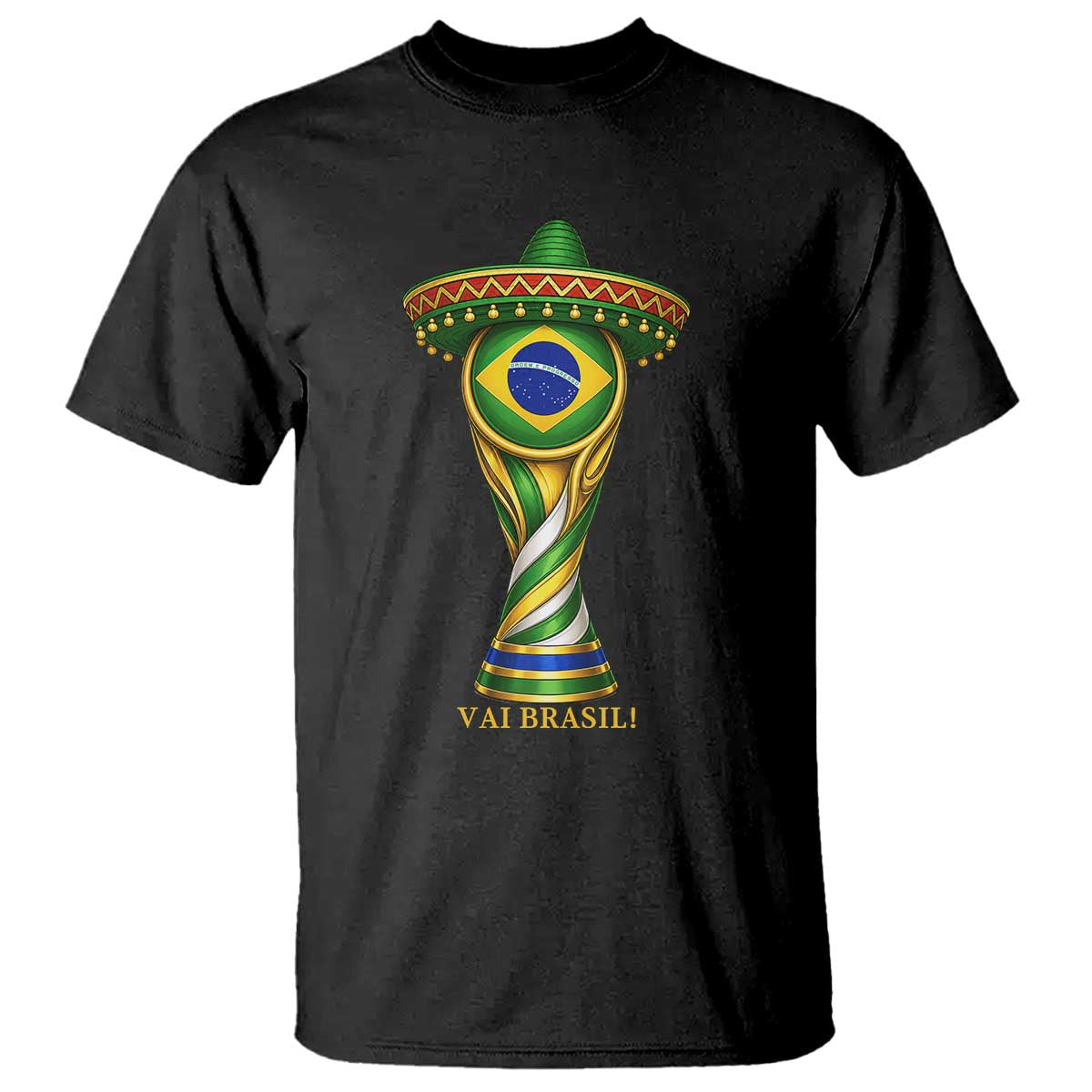 Brazil Football Supporter Gift T Shirt Vai Brasil TS12 Black Print Your Wear