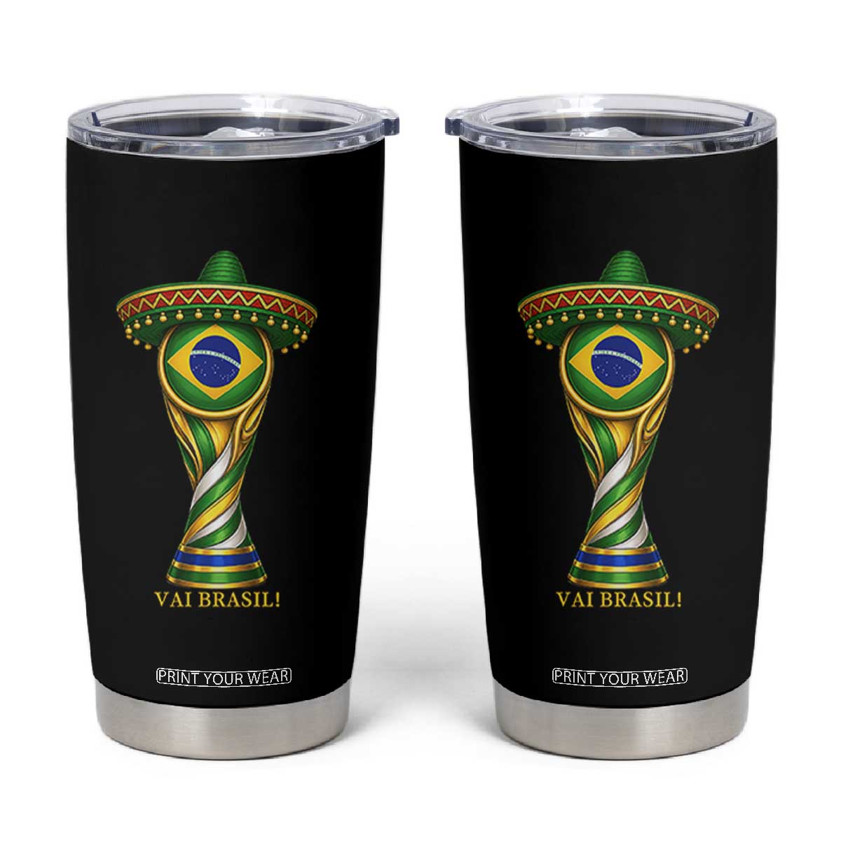 Brazil Football Supporter Gift Tumbler Cup Vai Brasil