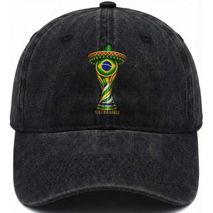 Brazil Football Supporter Gift Washed Cotton Baseball Cap Vai Brasil