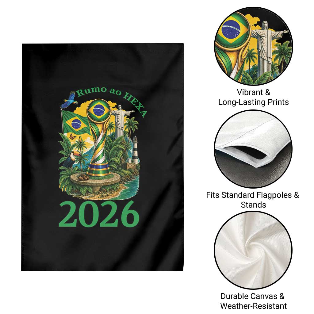 Rumo Ao Hexa Garden Flag Brazil Soccer Fan 2026 Graphic