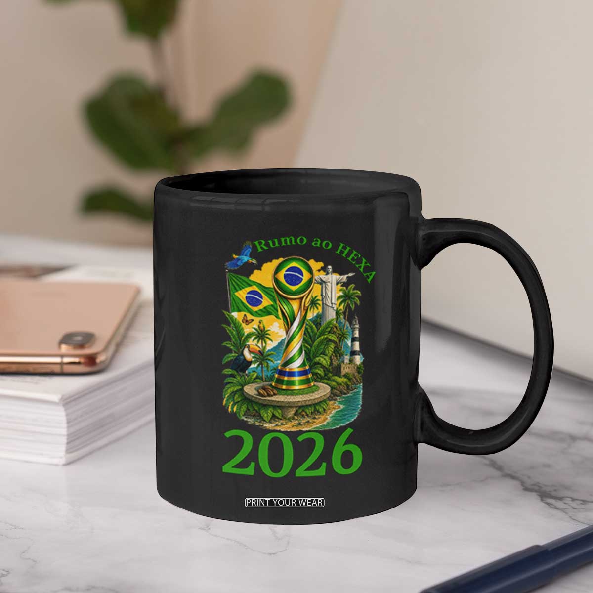 Rumo Ao Hexa Coffee Mug Brazil Soccer Fan 2026 Graphic