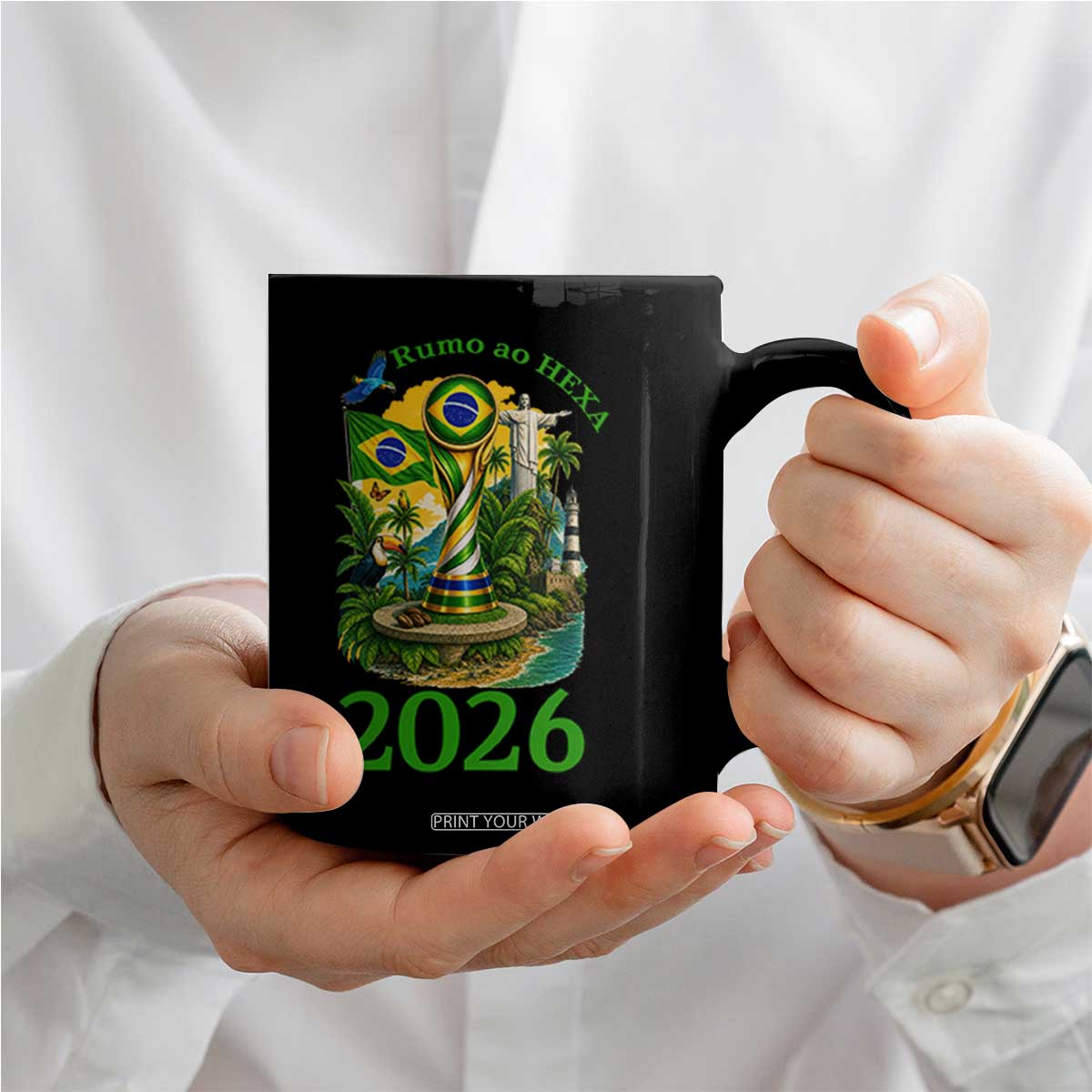 Rumo Ao Hexa Coffee Mug Brazil Soccer Fan 2026 Graphic