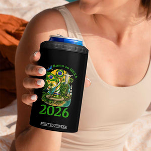 Rumo Ao Hexa 4 in 1 Can Cooler Tumbler Brazil Soccer Fan 2026 Graphic