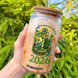 Rumo Ao Hexa Glass Can Brazil Soccer Fan 2026 Graphic
