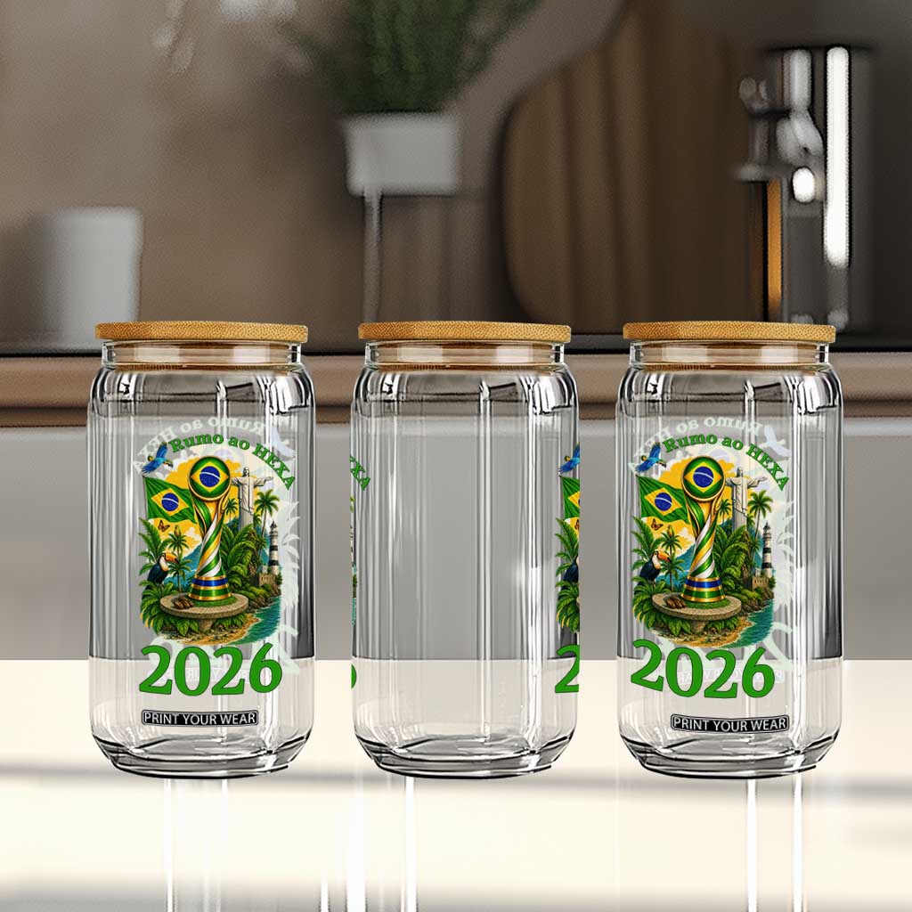 Rumo Ao Hexa Glass Can Brazil Soccer Fan 2026 Graphic