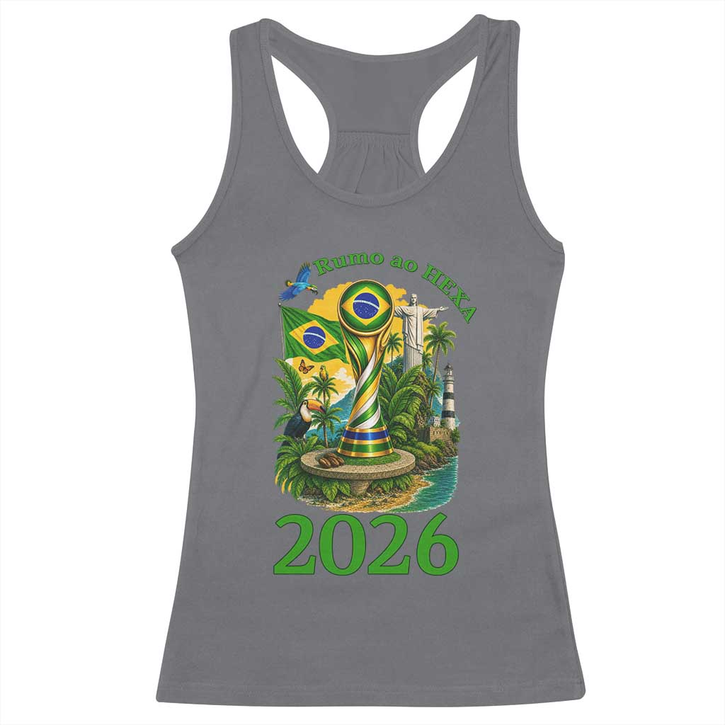 Rumo Ao Hexa Racerback Tank Top Brazil Soccer Fan 2026 Graphic