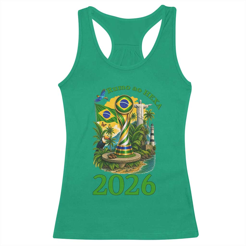 Rumo Ao Hexa Racerback Tank Top Brazil Soccer Fan 2026 Graphic