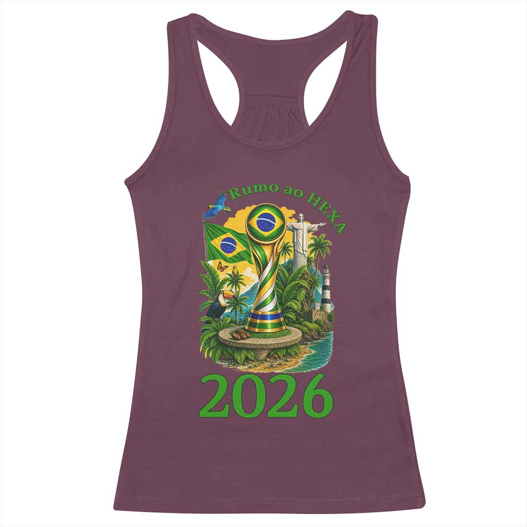 Rumo Ao Hexa Racerback Tank Top Brazil Soccer Fan 2026 Graphic