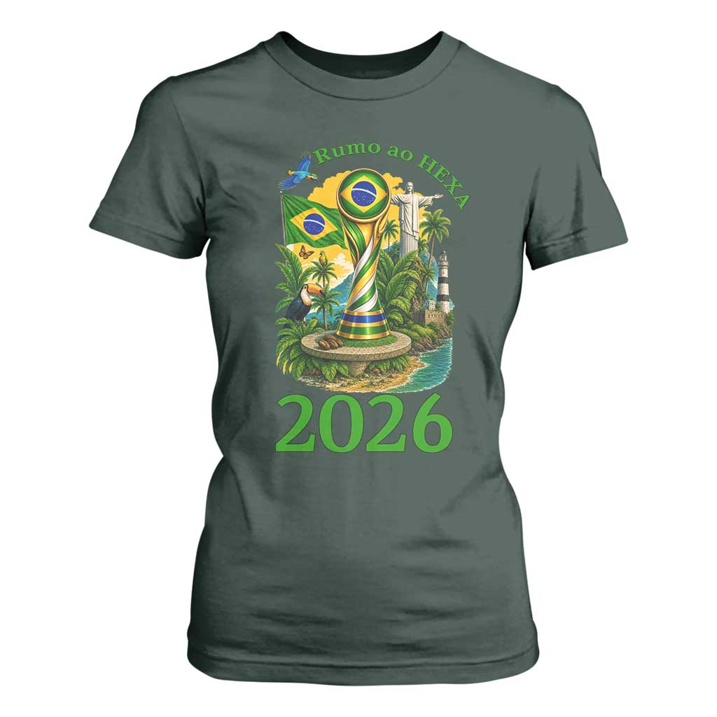 Rumo Ao Hexa T Shirt For Women Brazil Soccer Fan 2026 Graphic