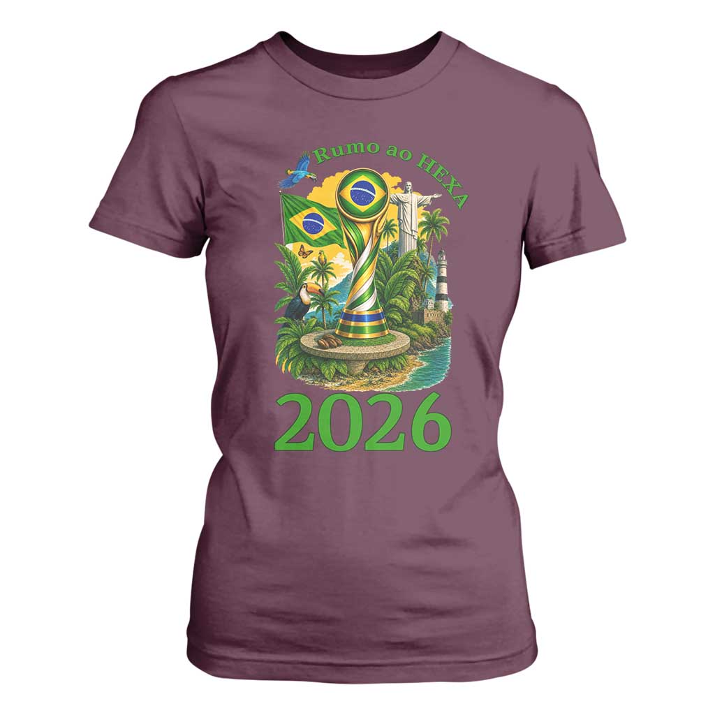 Rumo Ao Hexa T Shirt For Women Brazil Soccer Fan 2026 Graphic