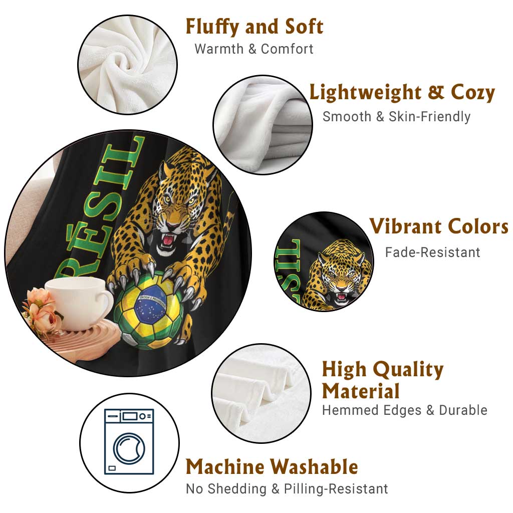 Brazil Soccer Jaguar Throw Blanket Football Supporter Gift