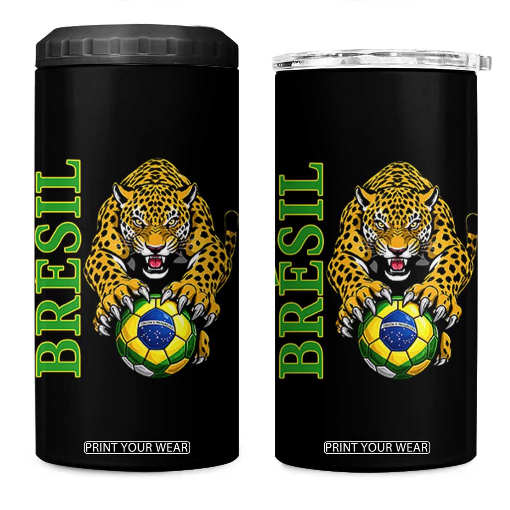Brazil Soccer Jaguar 4 in 1 Can Cooler Tumbler Football Supporter Gift