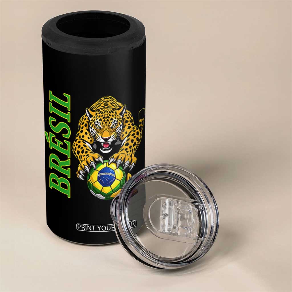 Brazil Soccer Jaguar 4 in 1 Can Cooler Tumbler Football Supporter Gift