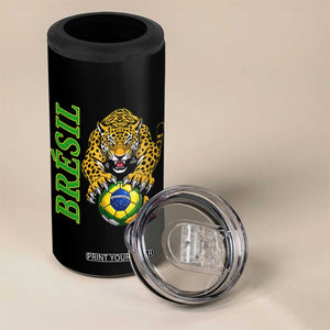 Brazil Soccer Jaguar 4 in 1 Can Cooler Tumbler Football Supporter Gift