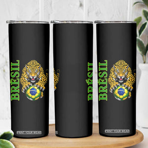 Brazil Soccer Jaguar Skinny Tumbler Football Supporter Gift