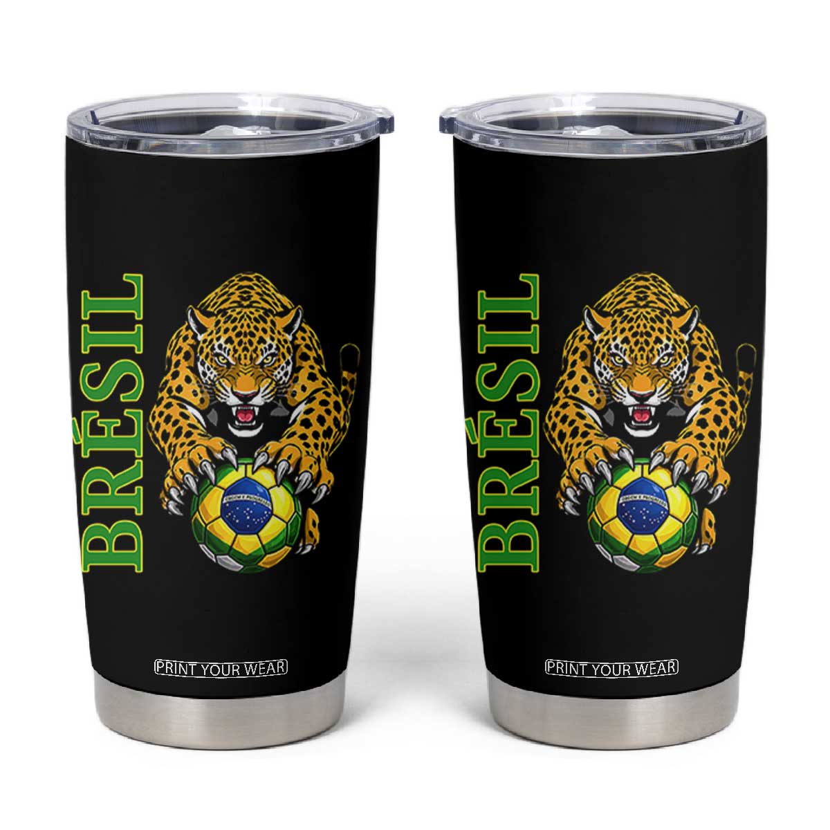 Brazil Soccer Jaguar Tumbler Cup Football Supporter Gift TS12 Black Print Your Wear
