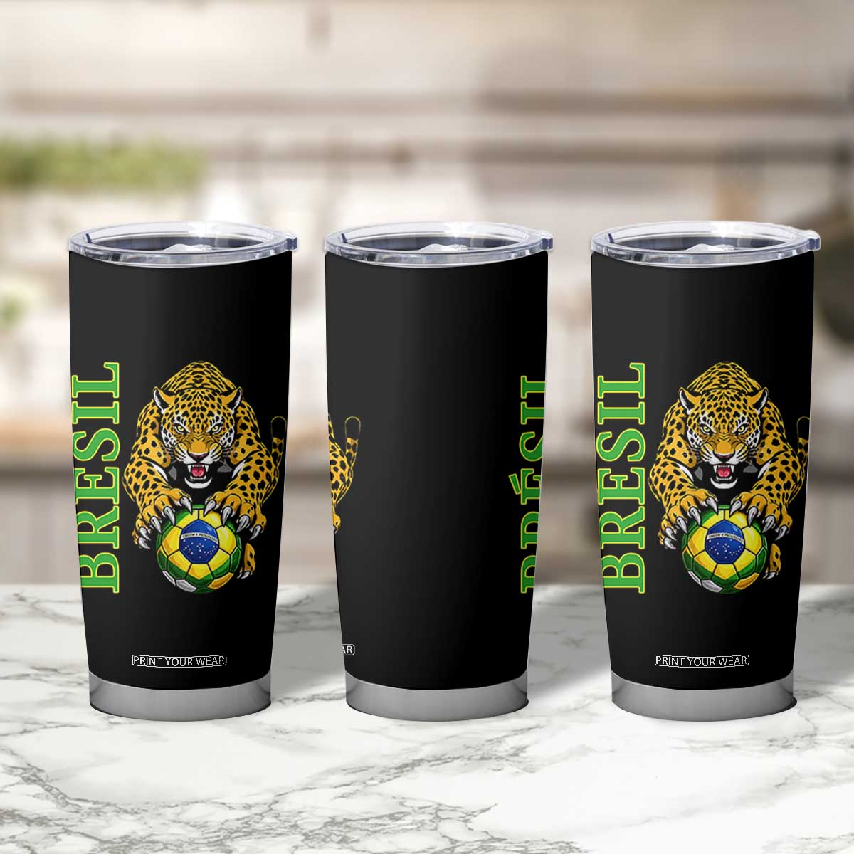 Brazil Soccer Jaguar Tumbler Cup Football Supporter Gift