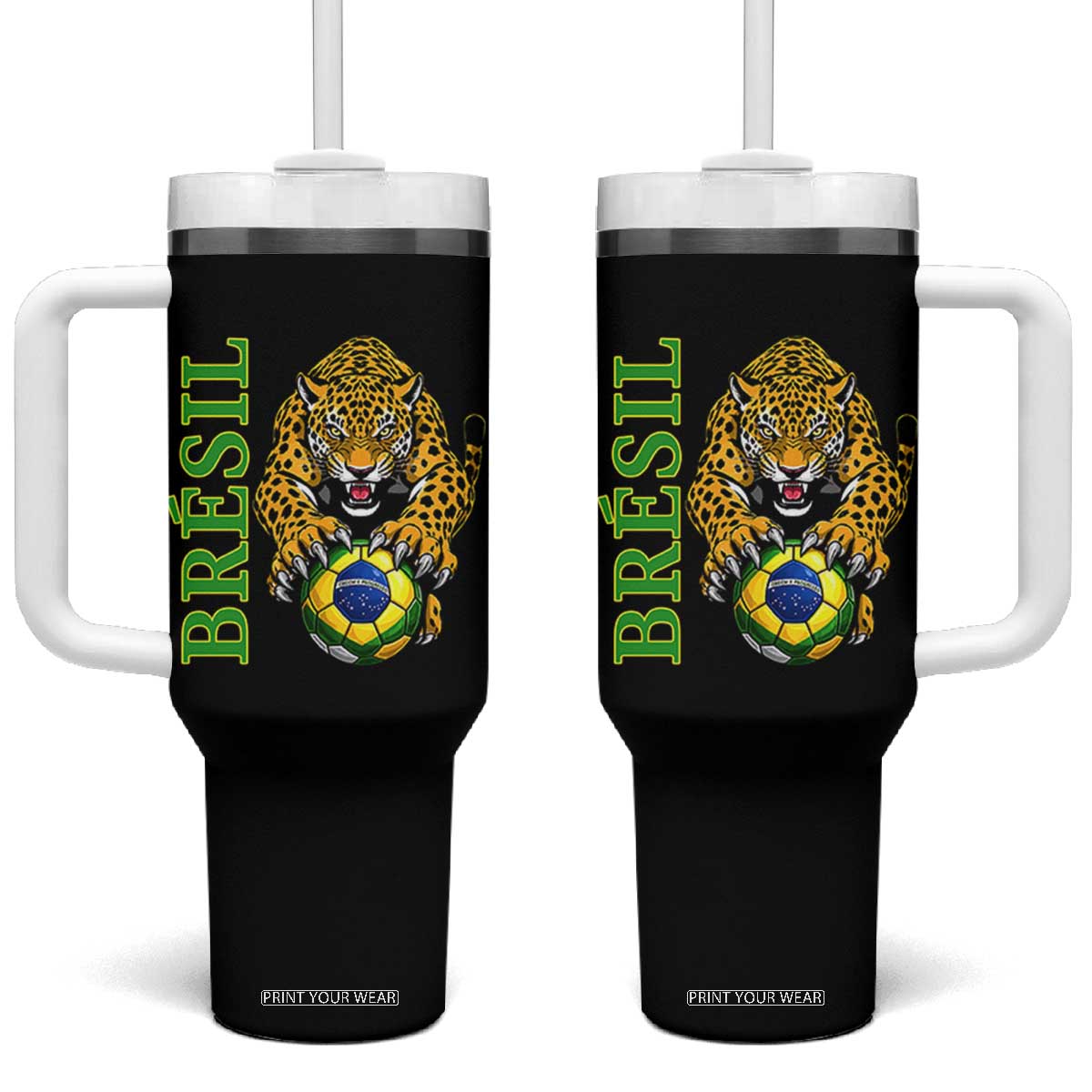 Brazil Soccer Jaguar Tumbler With Handle Football Supporter Gift