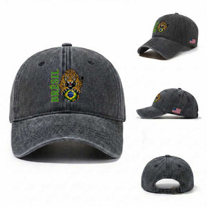 Brazil Soccer Jaguar Washed Cotton Baseball Cap Football Supporter Gift