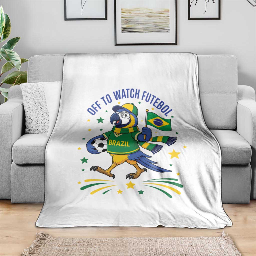 Off To Watch Futebol Throw Blanket Funny Brazil Macaw Soccer Fan