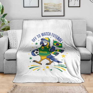 Off To Watch Futebol Throw Blanket Funny Brazil Macaw Soccer Fan