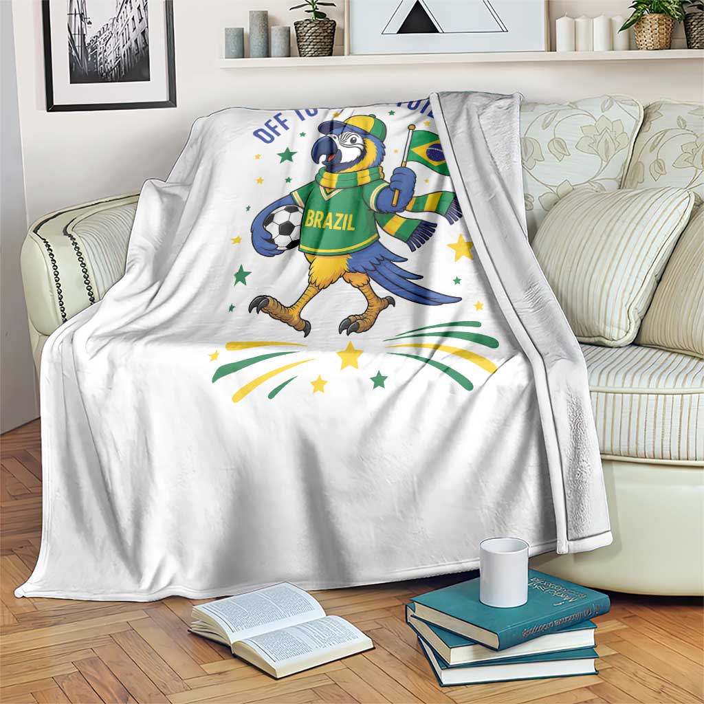 Off To Watch Futebol Throw Blanket Funny Brazil Macaw Soccer Fan