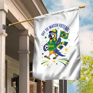 Off To Watch Futebol Garden Flag Funny Brazil Macaw Soccer Fan