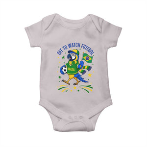 Off To Watch Futebol Baby Onesie Funny Brazil Macaw Soccer Fan