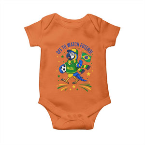 Off To Watch Futebol Baby Onesie Funny Brazil Macaw Soccer Fan