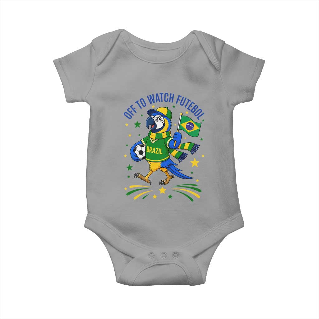 Off To Watch Futebol Baby Onesie Funny Brazil Macaw Soccer Fan