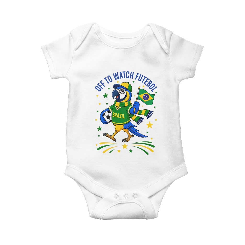 Off To Watch Futebol Baby Onesie Funny Brazil Macaw Soccer Fan