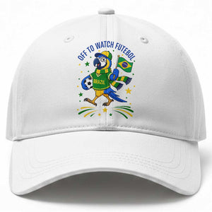 Off To Watch Futebol Baseball Cap Funny Brazil Macaw Soccer Fan