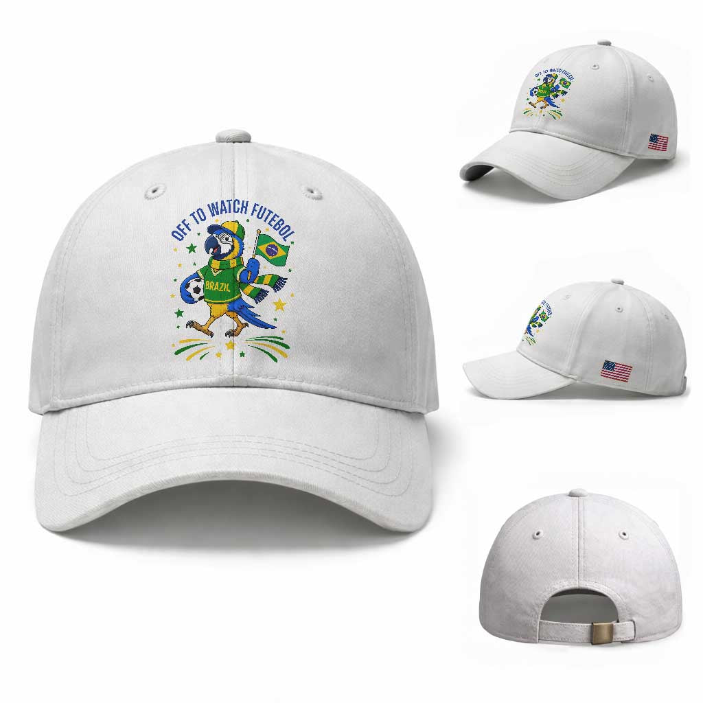 Off To Watch Futebol Baseball Cap Funny Brazil Macaw Soccer Fan