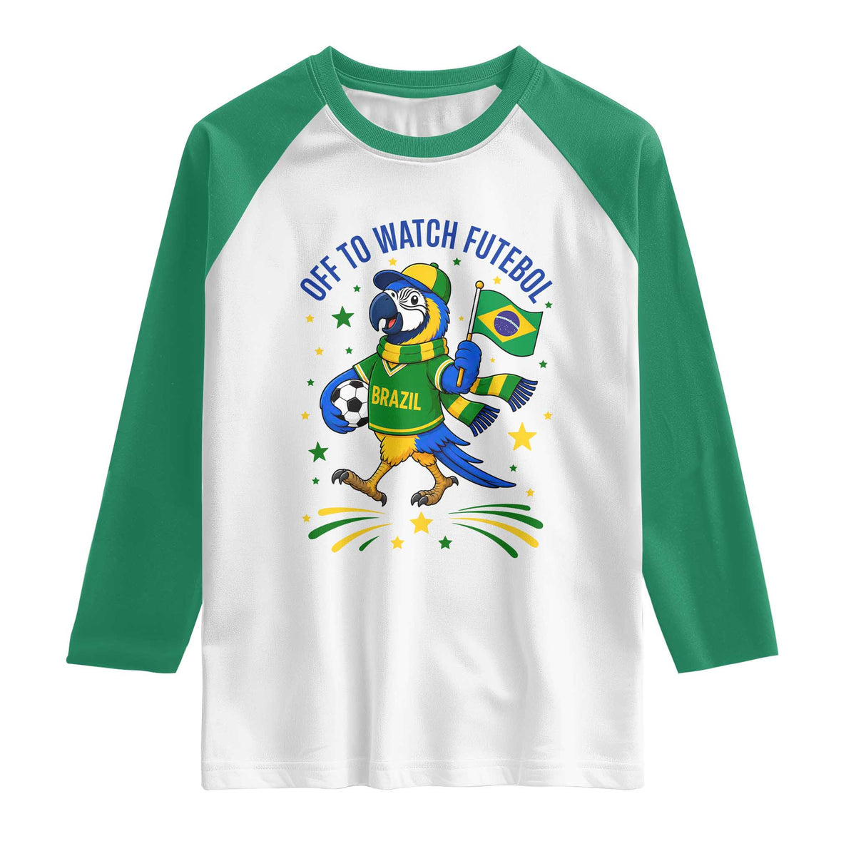 Off To Watch Futebol Raglan Shirt Funny Brazil Macaw Soccer Fan