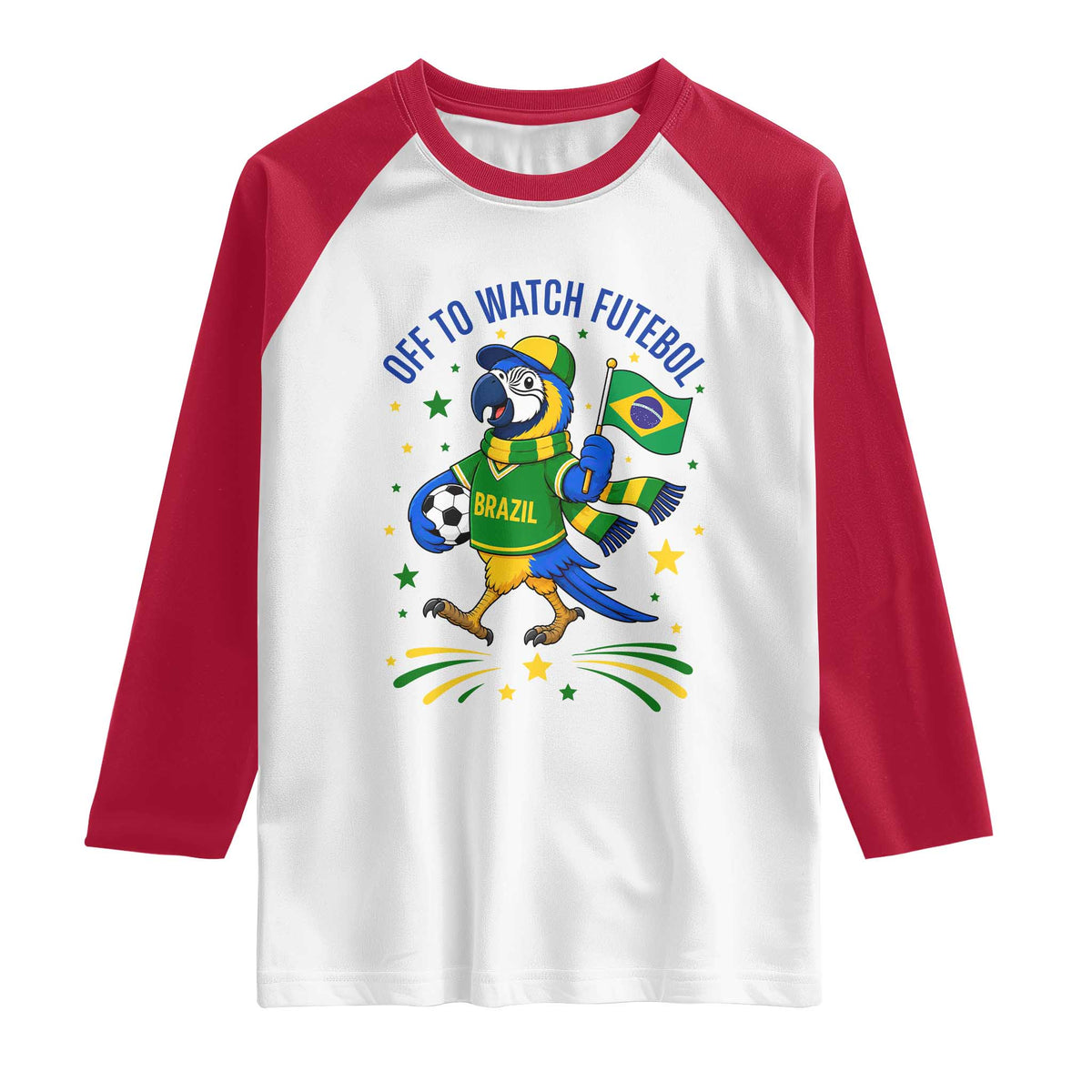 Off To Watch Futebol Raglan Shirt Funny Brazil Macaw Soccer Fan