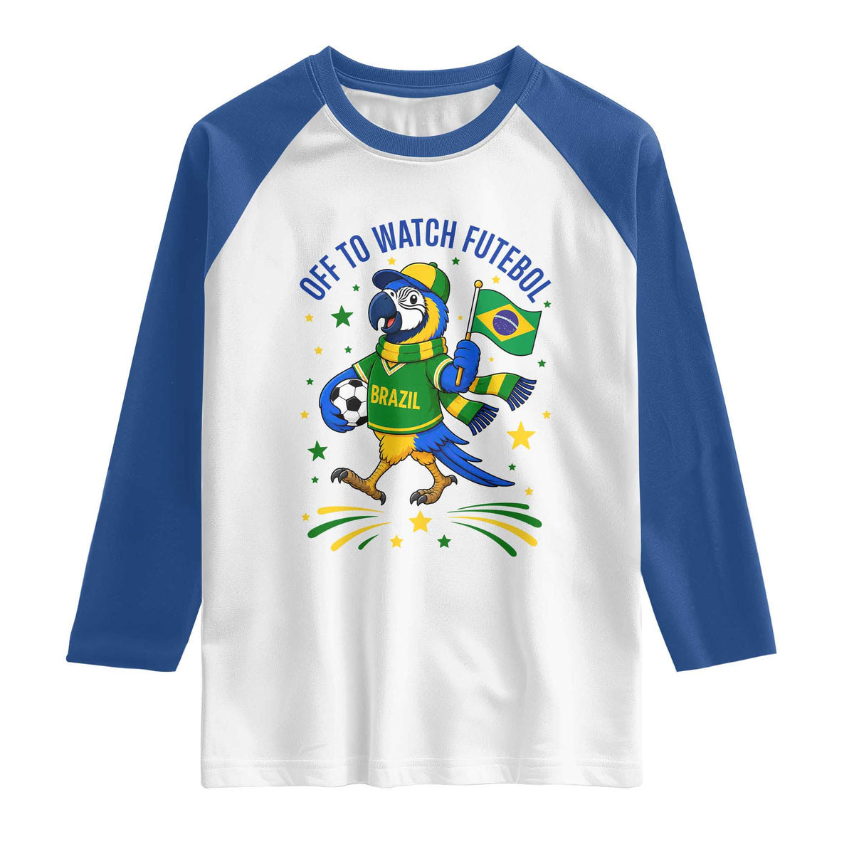 Off To Watch Futebol Raglan Shirt Funny Brazil Macaw Soccer Fan