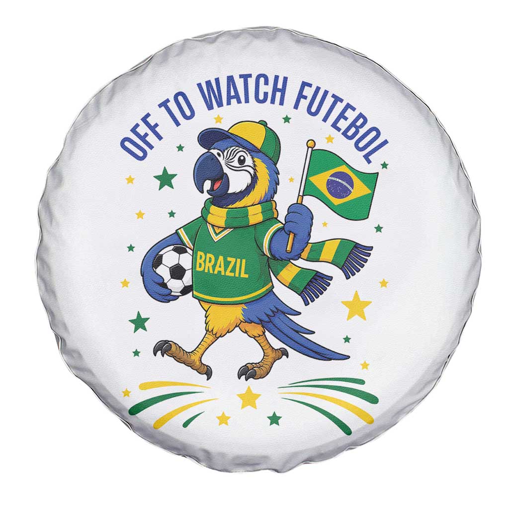 Off To Watch Futebol Spare Tire Cover Funny Brazil Macaw Soccer Fan