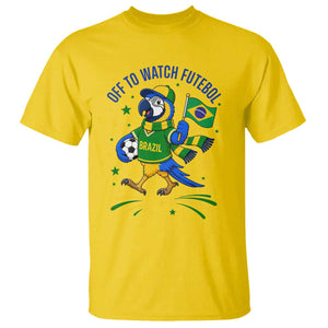Off To Watch Futebol T Shirt Funny Brazil Macaw Soccer Fan