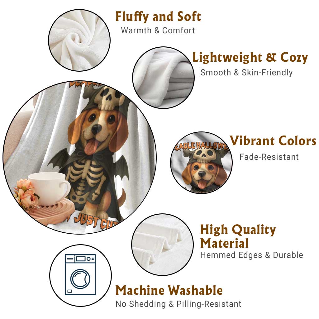 Beagle Halloween Skeleton Throw Blanket Not Scary Just Cute Dog Lover TS12 Print Your Wear
