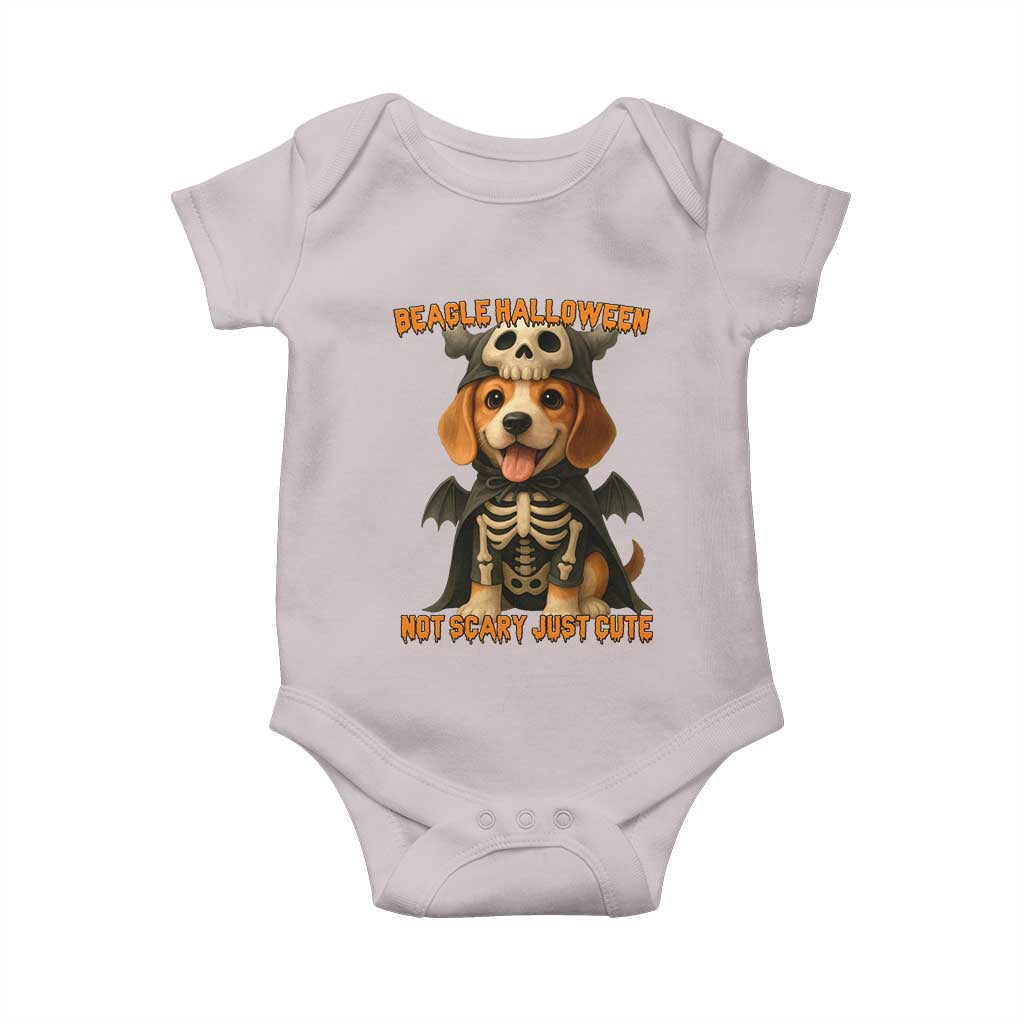 Beagle Halloween Skeleton Baby Onesie Not Scary Just Cute Dog Lover TS12 Ice Gray Print Your Wear