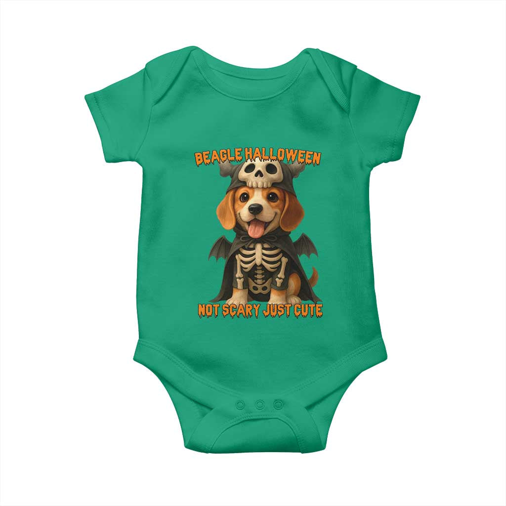 Beagle Halloween Skeleton Baby Onesie Not Scary Just Cute Dog Lover TS12 Irish Green Print Your Wear