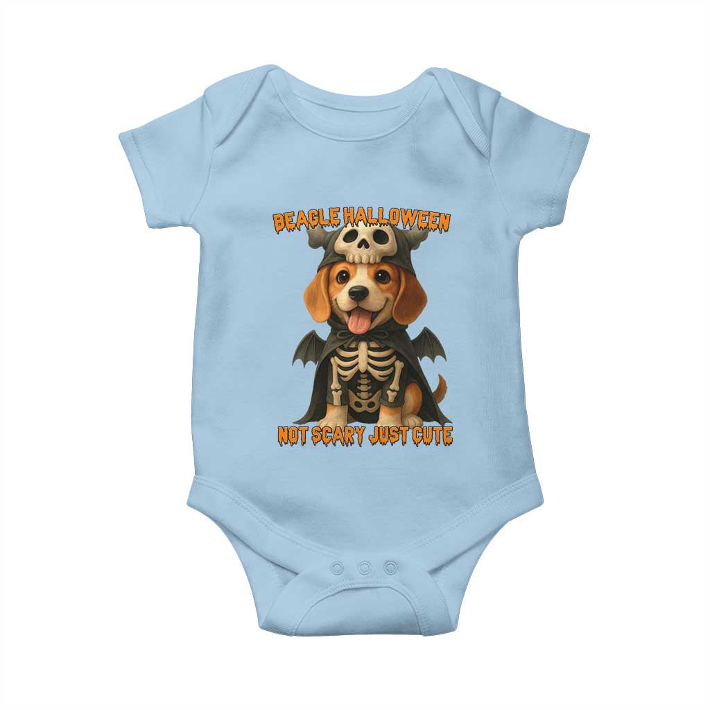 Beagle Halloween Skeleton Baby Onesie Not Scary Just Cute Dog Lover TS12 Light Blue Print Your Wear