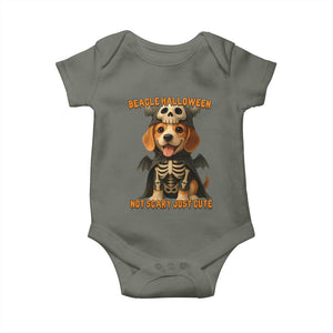Beagle Halloween Skeleton Baby Onesie Not Scary Just Cute Dog Lover TS12 Military Green Print Your Wear