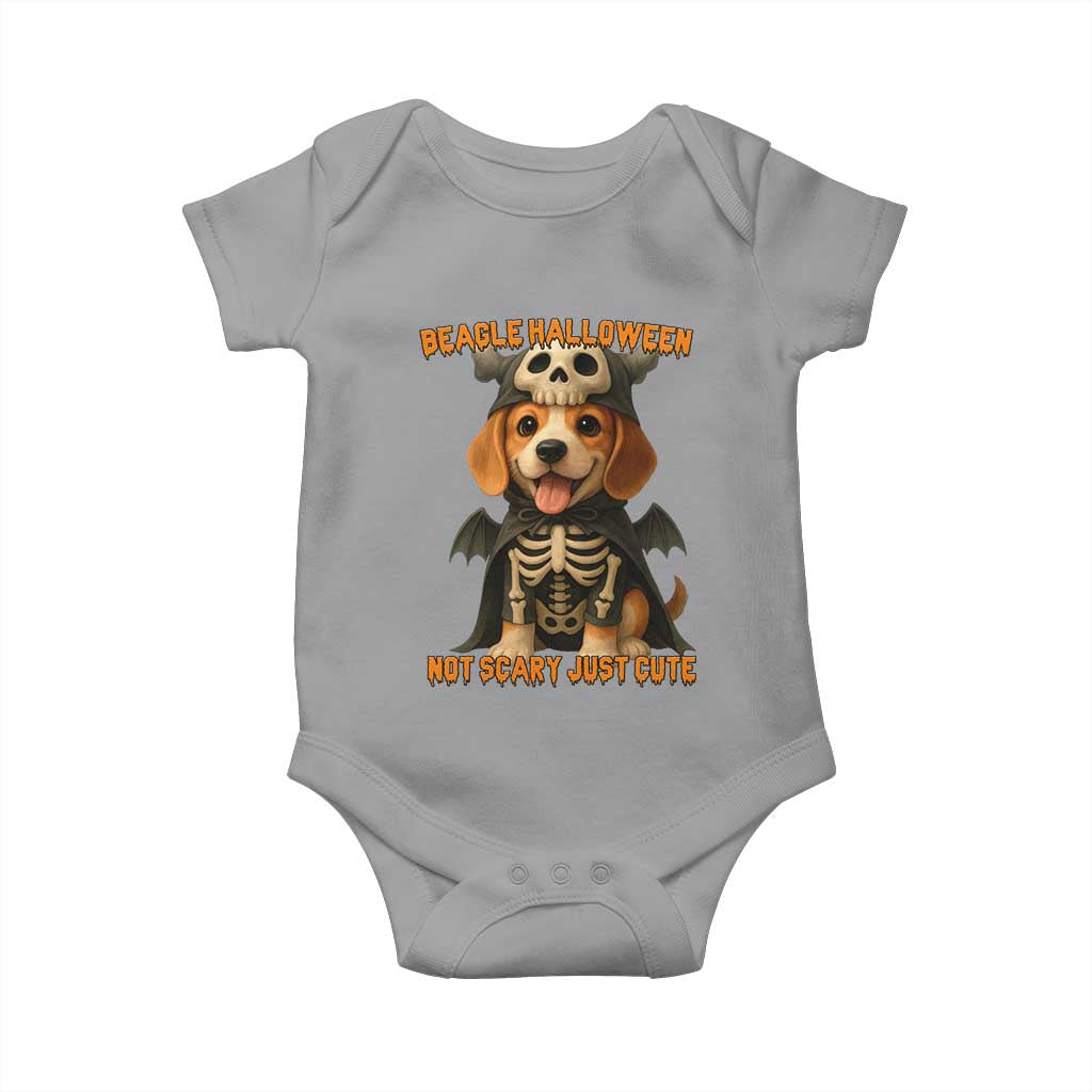 Beagle Halloween Skeleton Baby Onesie Not Scary Just Cute Dog Lover TS12 Sport Gray Print Your Wear