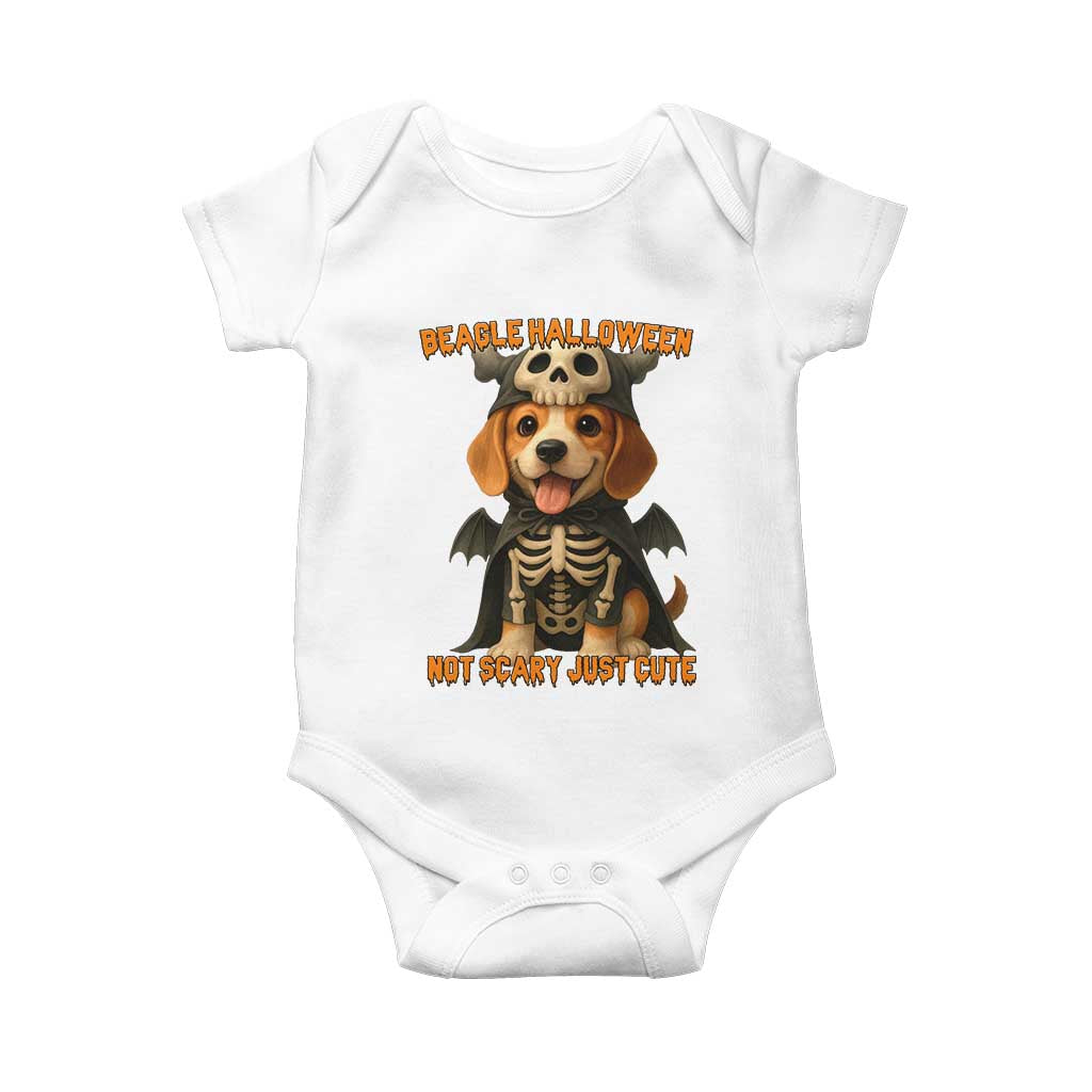 Beagle Halloween Skeleton Baby Onesie Not Scary Just Cute Dog Lover TS12 White Print Your Wear