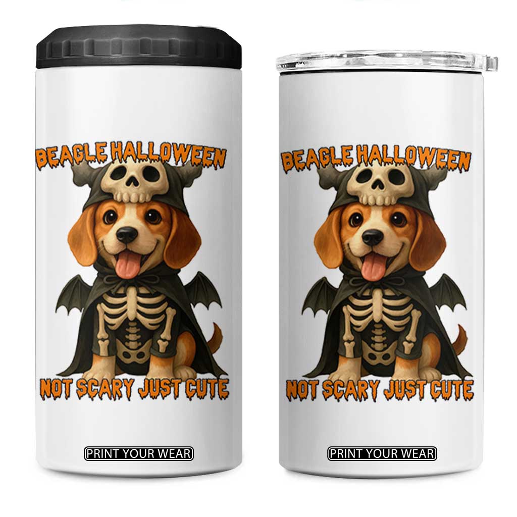 Beagle Halloween Skeleton 4 in 1 Can Cooler Tumbler Not Scary Just Cute Dog Lover TS12 One Size: 16 oz White Print Your Wear