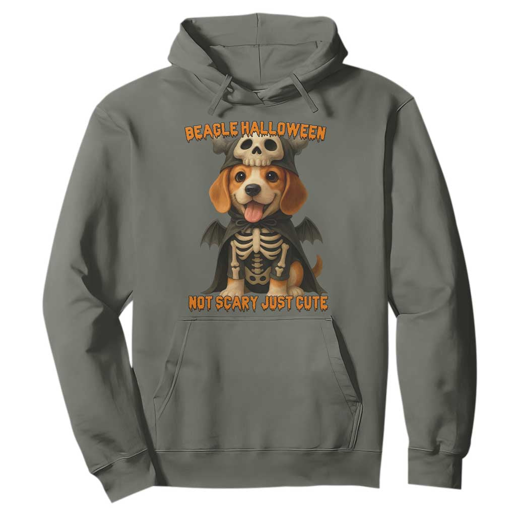 Beagle Halloween Skeleton Hoodie Not Scary Just Cute Dog Lover TS12 Military Green Print Your Wear