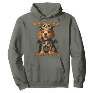 Beagle Halloween Skeleton Hoodie Not Scary Just Cute Dog Lover TS12 Military Green Print Your Wear