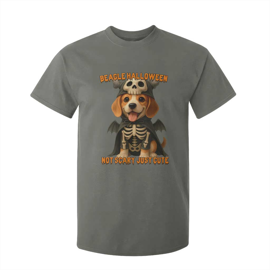 Beagle Halloween Skeleton T Shirt For Kid Not Scary Just Cute Dog Lover TS12 Military Green Print Your Wear