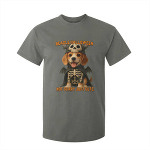 Beagle Halloween Skeleton T Shirt For Kid Not Scary Just Cute Dog Lover TS12 Military Green Print Your Wear